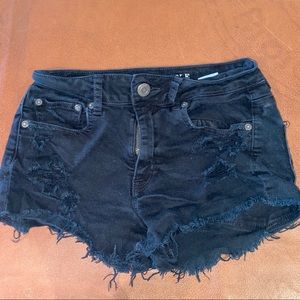 Black stretchy jean shorts